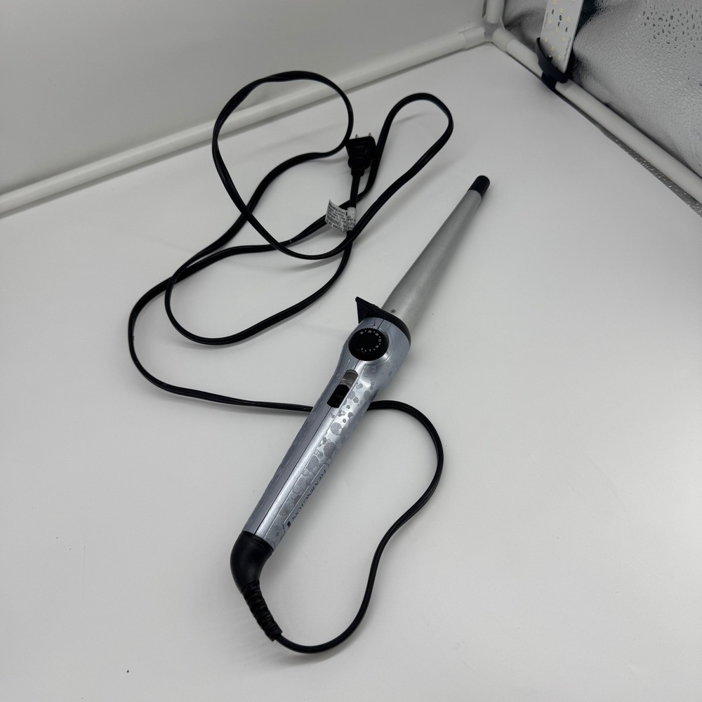 Remington CI-56W0 Tapered Ceramic Curling Wand Silver Bubble Grip Hair Styler